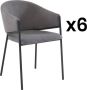 Pascal Morabito Set van 6 stoelen met stoffen en metalen armleuningen Grijs ORDIDA van L 53 cm x H 80 cm x D 61 cm - Thumbnail 2