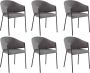 Pascal Morabito Set van 6 stoelen met stoffen en metalen armleuningen Grijs ORDIDA van L 53 cm x H 80 cm x D 61 cm - Thumbnail 1