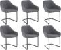 Pascal Morabito Set van 6 stoelen met stoffen en metalen armleuningen Grijs WAFA van L 59 cm x H 79 cm x D 60 cm - Thumbnail 2