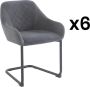 Pascal Morabito Set van 6 stoelen met stoffen en metalen armleuningen Grijs WAFA van L 59 cm x H 79 cm x D 60 cm - Thumbnail 1