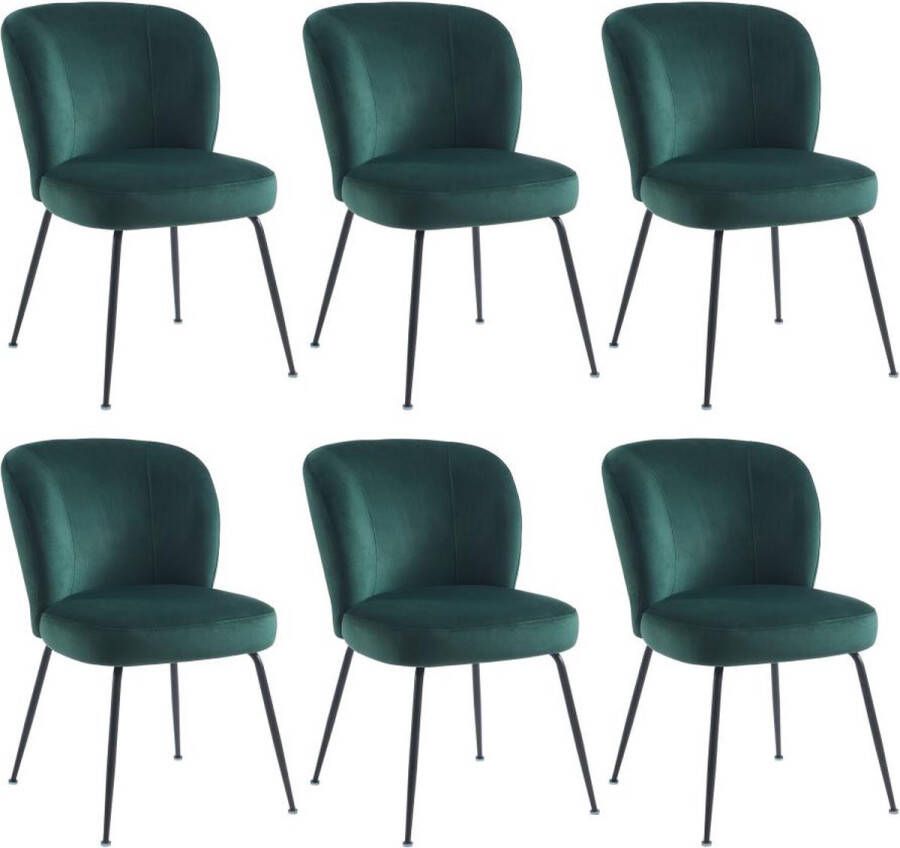 Pascal Morabito Set van 6 stoelen van fluweel en metaal Groen POLPONA van L 52 cm x H 79 cm x D 67.5 cm