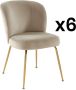 Pascal Morabito Set van 6 stoelen van velours en goudkleurig metaal Beige POLPONA van L 52 cm x H 79 cm x D 67.5 cm - Thumbnail 2