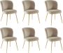Pascal Morabito Set van 6 stoelen van velours en goudkleurig metaal Beige POLPONA van L 52 cm x H 79 cm x D 67.5 cm - Thumbnail 1