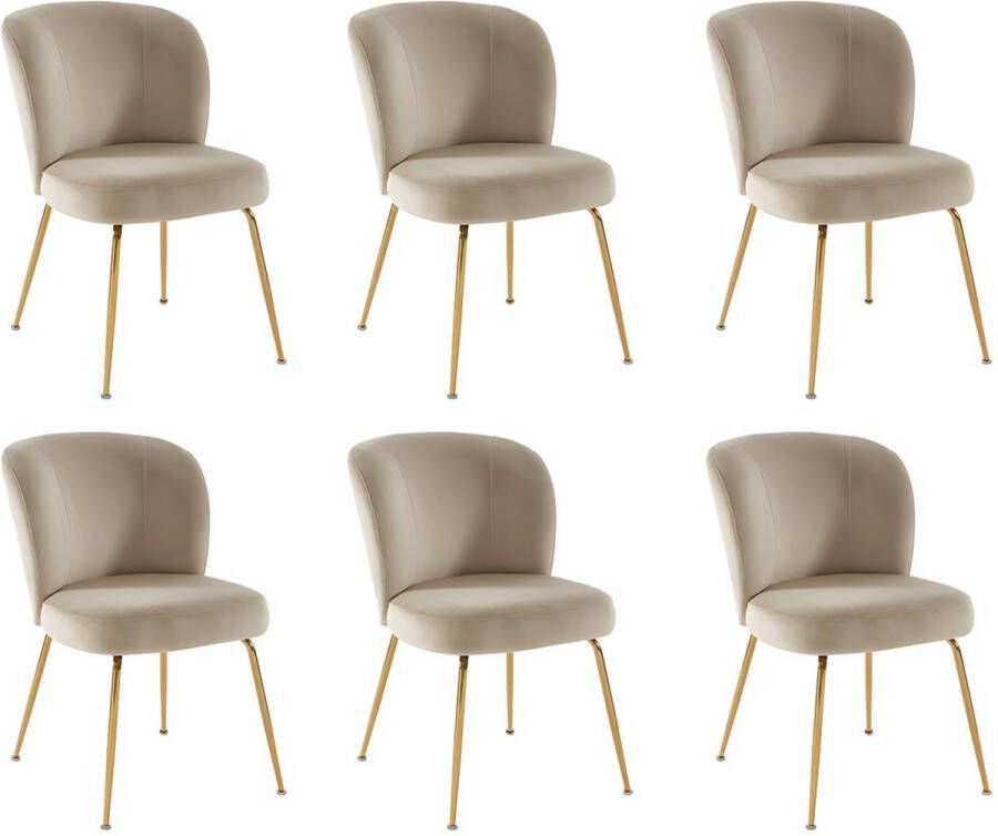 Pascal Morabito Set van 6 stoelen van velours en goudkleurig metaal Beige POLPONA van L 52 cm x H 79 cm x D 67.5 cm