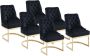 Pascal Morabito Set van 6 stoelen van velours en goudkleurig roestvrij staal Zwart PORILASO van L 59 cm x H 93 cm x D 68 cm - Thumbnail 4