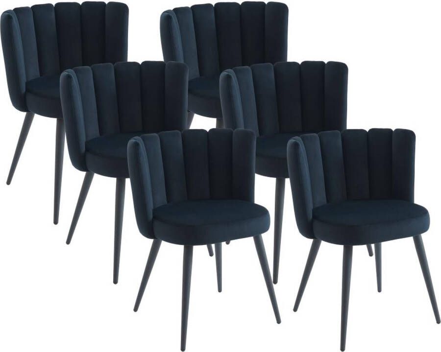 Pascal Morabito Set van 6 stoelen van velours en metaal Zwart PRANILLA van L 59 cm x H 78.5 cm x D 55 cm - Foto 2