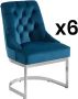 Pascal Morabito Set van 6 stoelen van velours en roestvrij staal Blauw en chroomkleurige poten PORILASO van L 59 cm x H 93 cm x D 68 cm - Thumbnail 1