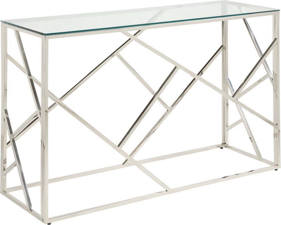 Pascal Morabito Sidetable ATHENA Gehard glas en staal Chroomkleurig van L 120 cm x H 78 cm x D 40 cm