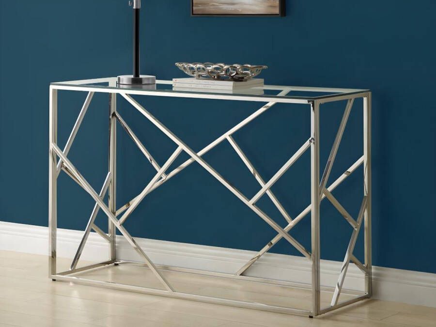 Pascal Morabito Sidetable ATHENA Gehard glas en staal Chroomkleurig van L 120 cm x H 78 cm x D 40 cm