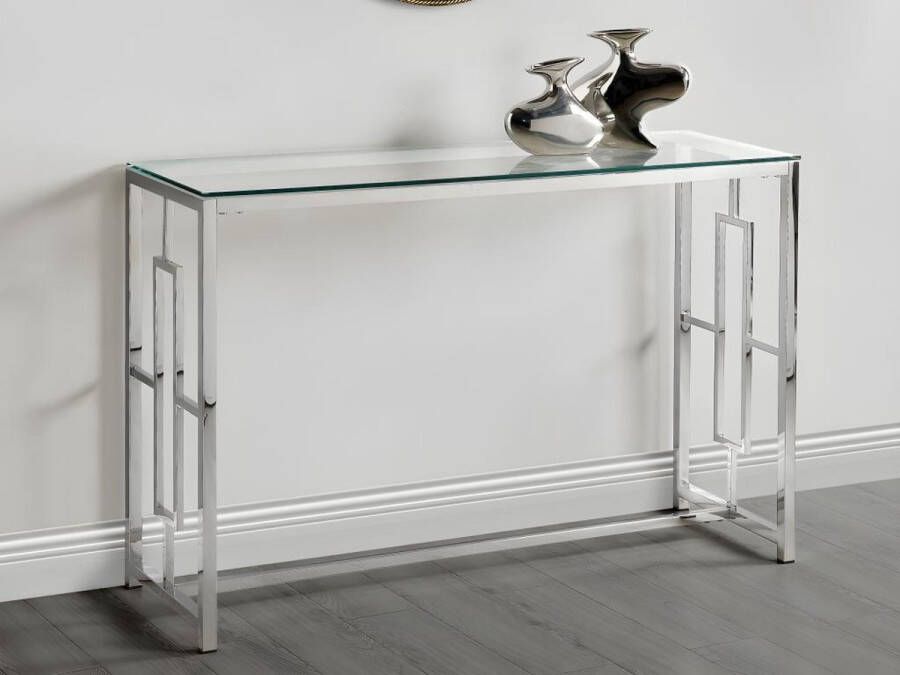 Pascal Morabito Sidetable CLOTILDE Gehard glas en staal Chroomkleurig van L 120 cm x H 78 cm x D 40 cm