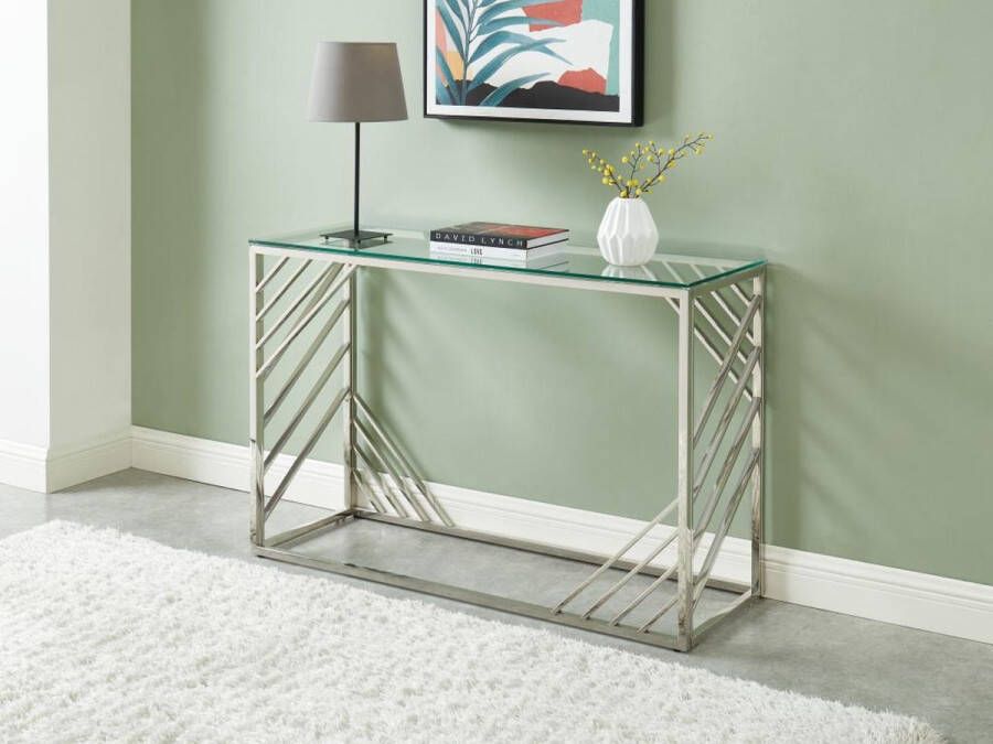 Pascal Morabito Sidetable van gehard glas en roestvrij staal Chroom SIMATO van L 120 cm x H 78 cm x D 40 cm - Foto 2