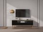 Pascal Morabito Tv-meubel met 2 deuren 1 lade en 1 nis van mdf en staal Zwart en goudkleurig SINEAD van L 160 cm x H 55.2 cm x D 35 cm - Thumbnail 3