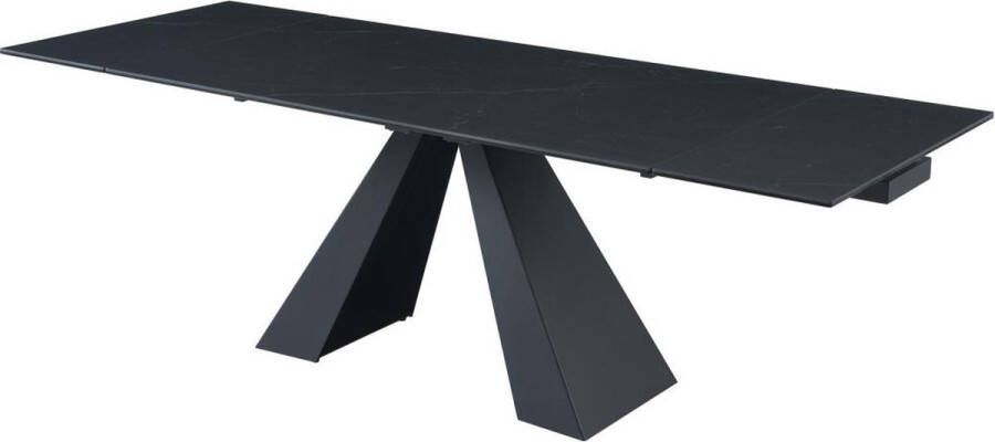 Maison Céphy Verlengbare eettafel 6 tot 10 plaatsen van gehard glas keramiek en metaal Zwart marmereffect LOZIPA van Pascal MORABITO L 240 cm x H 76 cm x D 90 cm