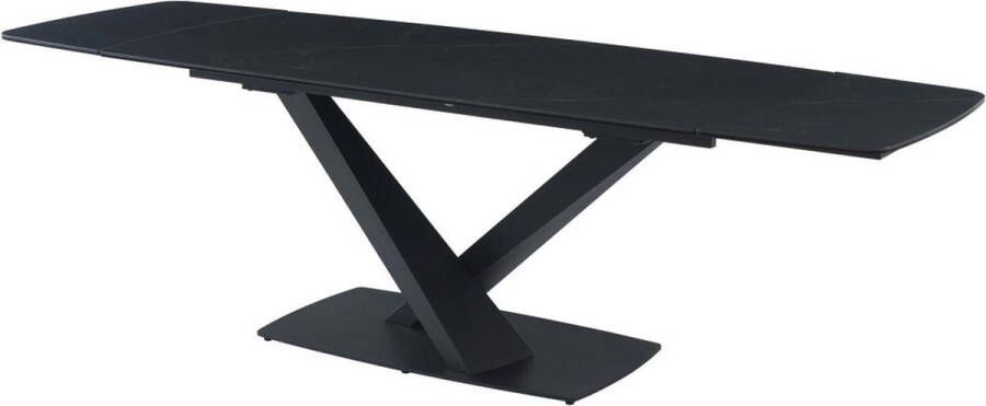 Maison Céphy Verlengbare eettafel 6 tot 10 plaatsen van gehard glas Zwart marmereffect MALATA van Pascal MORABITO L 260 cm x H 76 cm x D 90 cm - Foto 3