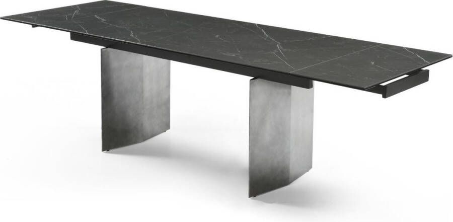 Pascal Morabito Verlengbare eettafel 6 tot 10 plaatsen van keramiek en metaal Zwart marmereffect MISENO van L 260 cm x H 76 cm x D 90 cm - Foto 2