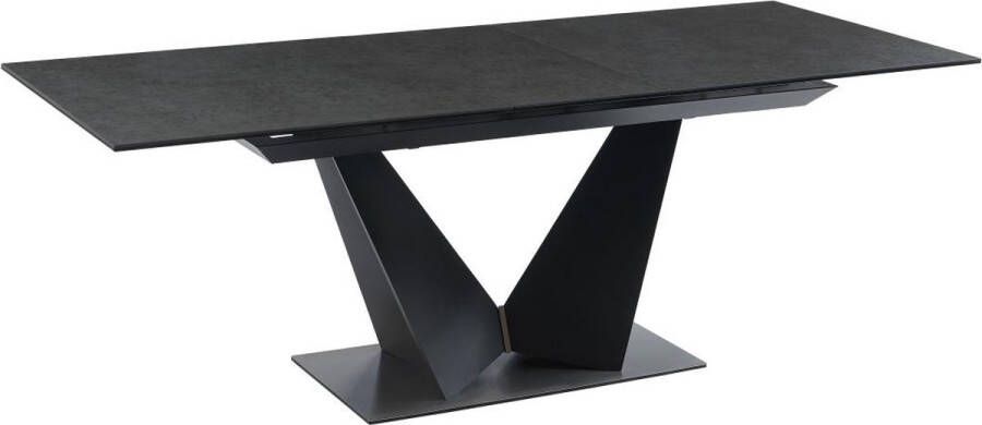 Pascal Morabito Verlengbare eettafel 6 tot 8 plaatsen van keramiek en metaal Antracietgrijs en zwart OLETIA van L 200 cm x H 76 cm x D 90 cm