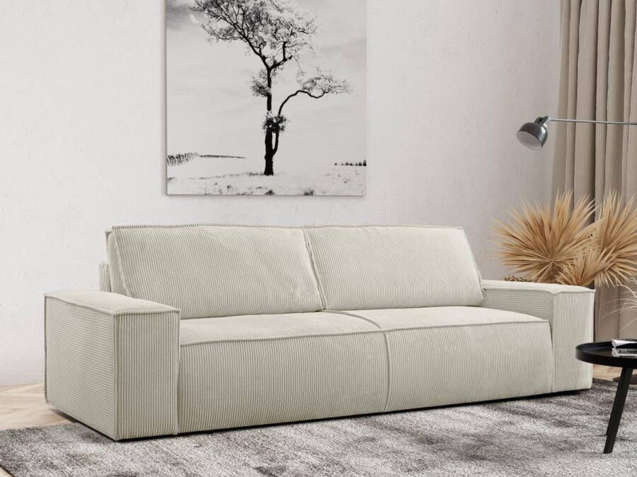 Vierzits slaapbank AMELIA van PASCAL MORABITO Ribfluweel Beige L 257 cm x H 85 cm x D 102 cm - Foto 2