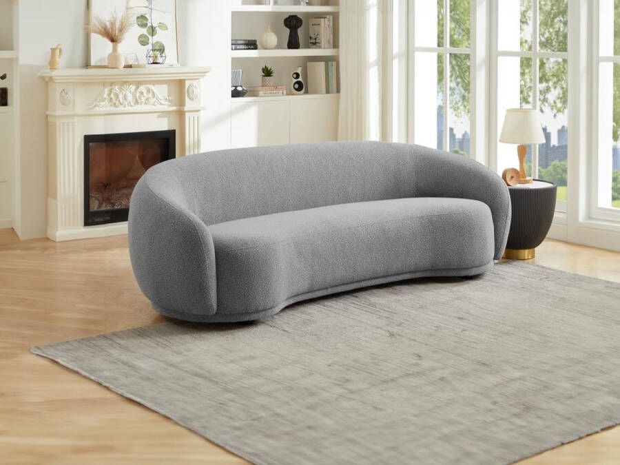 Pascal Morabito Zitbank met 3 plaatsen en bekleding in grijze boucléstof – BOVANA van L 227 cm x H 71 cm x D 88 cm