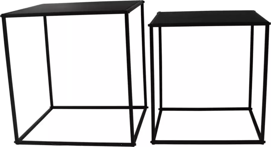 Passionfordeco Passion for Deco Bijzettafels Bijzettafel zwart Bijzettafel industrieel Zwart Mat gelakt Vierkant 38-34x41-37x38-34 Bijzettafeltje