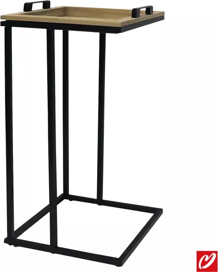 Passionfordeco Passion for Deco Bijzettafels Bijzettafel zwart Bijzettafel industrieel Zwart Naturel Onbewerkt Rechthoek 40x60x28 Bijzettafeltje