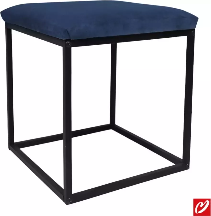 Passionfordeco Passion for Deco Voetenbankje of poef Voetenbankjes Donkerblauw Voetenkrukje Scandinavisch & Industrieël 38x38x38