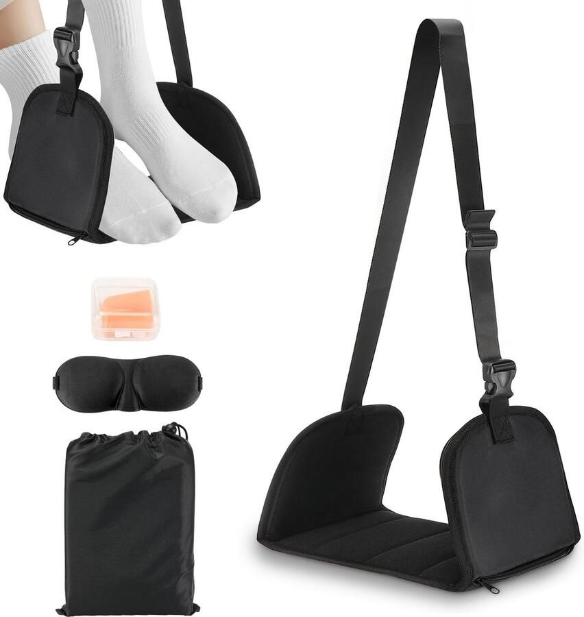 Pavlleen Vliegtuig Voetsteun De voetensteun is gemaakt van hoogwaardig spons verwijderbare steunplaat en verstelbare elastische nylon stof en biedt comfort en draagbaarheid voor lange afstandsreizen