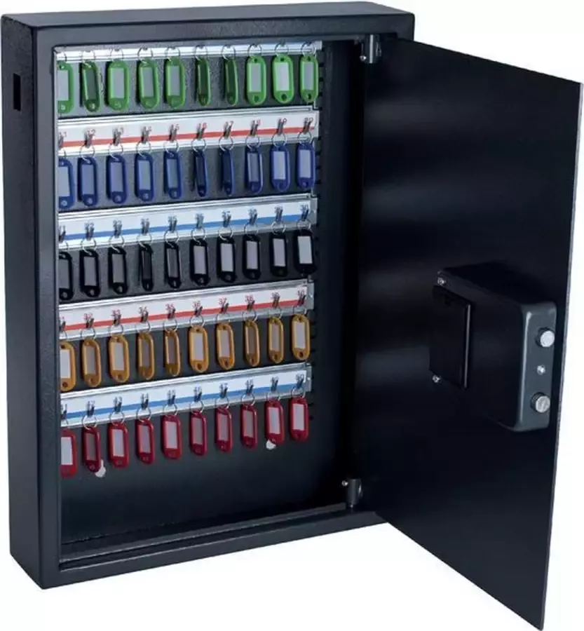 Pavo Sleutelkast High security voor 50 sleutelhangers formaat 10 x 40 x 55 cm zwart