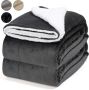 Pazzo Goods Fleece deken Donkergrijs 170 x 220 cm- XXL Fleece plaid Deken voor op de bank - Thumbnail 1