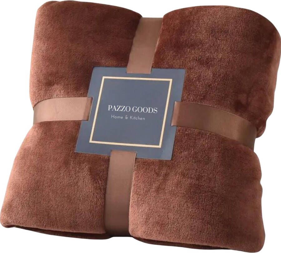 Pazzo Goods Fleece Deken Caldo – Plaid – Deken – Fleece Plaid – Deken voor de Bank – Bruin – 150x200cm – Warm en Zacht – Bed of woonkamer decoratie – Comfortabele Dekens en Plaids – Cadeau