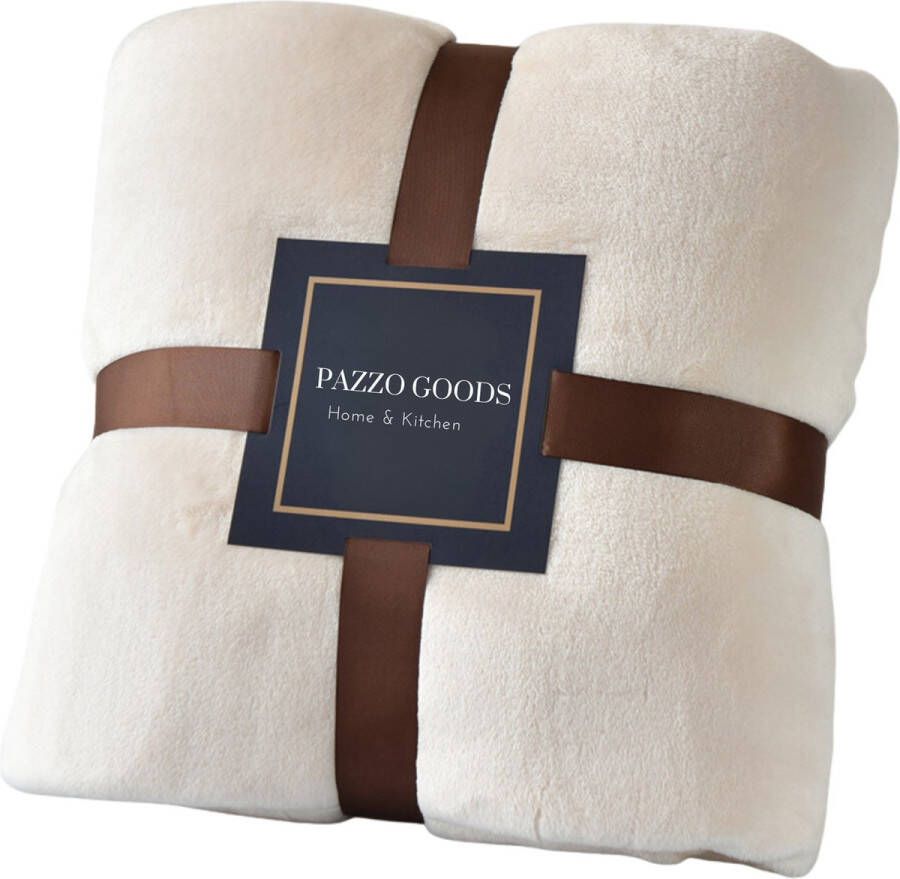 Pazzo Goods Fleece Deken Caldo – Plaid – Deken – Fleece Plaid – Deken voor de Bank – Ecru – 150x200cm – Warm en Zacht – Bed of woonkamer decoratie – Comfortabele Dekens en Plaids – Cadeau