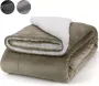 Pazzo Goods Fleece deken Khaki 170 x 220 cm XXL Plaids Deken voor op de bank - Thumbnail 2