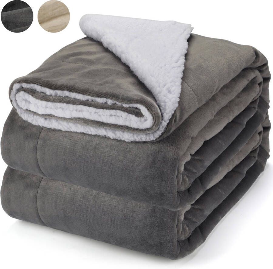 Pazzo Goods Fleece Deken XXL – Plaid – Deken – Fleece Plaid – Deken voor de Bank – Lichtgrijs – 220x170cm – Bed of woonkamer decoratie – Comfortabele Dekens en Plaids – Cadeau