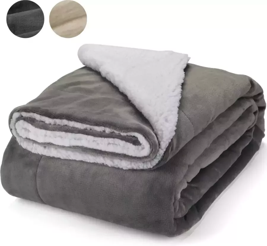 Pazzo Goods Plaid Lichtgrijs 170 x 220 cm XXL Fleece Plaids Deken voor op de bank