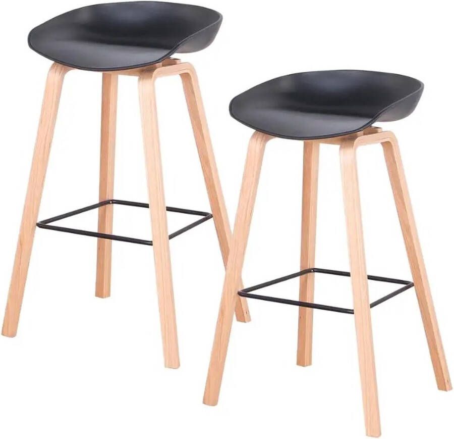PC-Deals 2 Stks set Lounge Stoelen Bar Stoel zwart Beukenhout Benen Pp Oppervlak Barkrukken Home Office Keuken Eetkamer Koffie stoelen