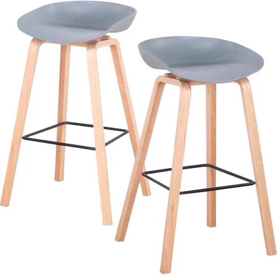 PC-Deals Egoonm 2 Stks set Lounge Stoelen Bar Stoel Grijs Beukenhout Benen Pp Oppervlak Barkrukken Home Office Keuken Eetkamer Koffie stoelen