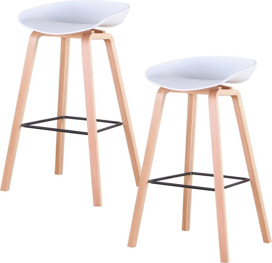 PC-Deals Egoonm 2 Stks set Lounge Stoelen Bar Stoel Wit Beukenhout Benen Pp Oppervlak Barkrukken Home Office Keuken Eetkamer Koffie stoelen