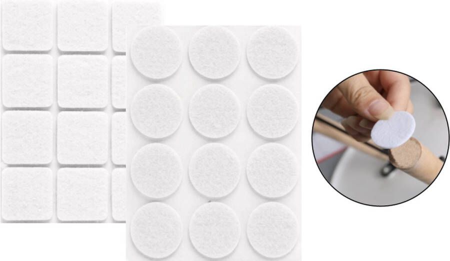 PD Anti kras vilt 24 delig Vloerbeschermers Zelfklevend Stoelpoot bescherming Meubel beschermer Sticker Wit