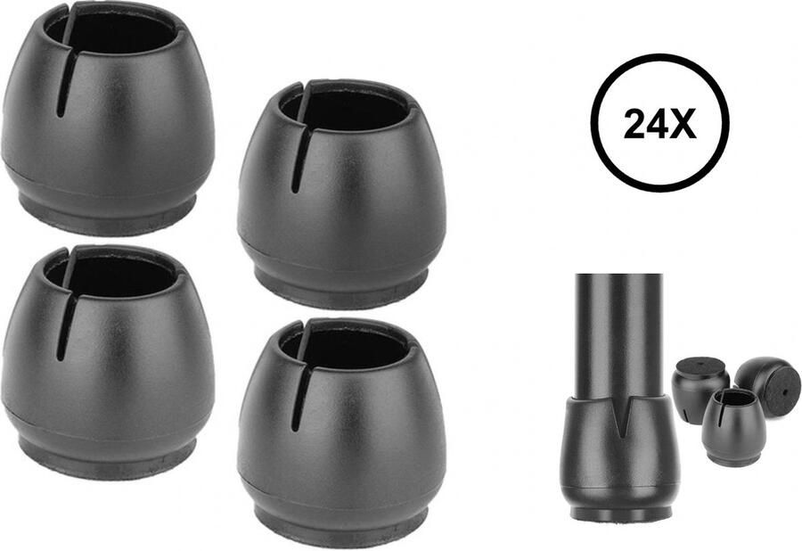 PD Stoelpoot beschermers 24 stuks Universeel 17 21 mm Stoelpootdoppen Stoelpoot sokken Zwart PVC + Vilt