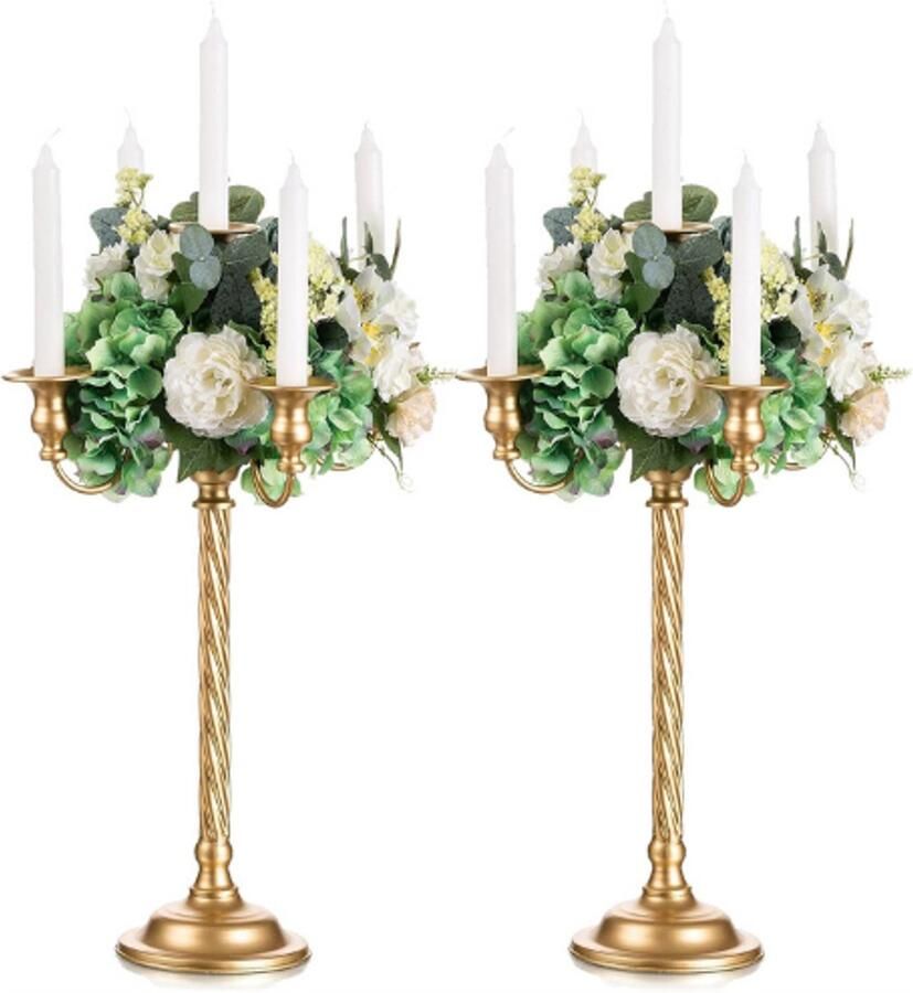 PEAM 53cm Gouden Kaarshouder Hoge Kandelaars voor Kerst Eettafel Metalen Kandelaars Houder voor Bruiloft Decoraties Receptie Tafeldecoraties Middelpunt voor Diner Advent & Pasen