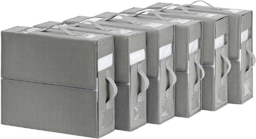 PEAM 6 Stuks Onderbedcommode Opbergdoos Voor Onderbed Met Deksel Opvouwbare Kledingopslag Opbergtas Voor Dekbedden Kleding Onderbed Kledingkast Grijs