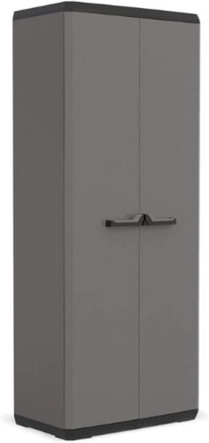 PEAM 68x39x166 Cm Grijze Kunststof Opbergkast Voor Garage Tuin Schuur Waterbestendig Stevige Kast Met Deuren