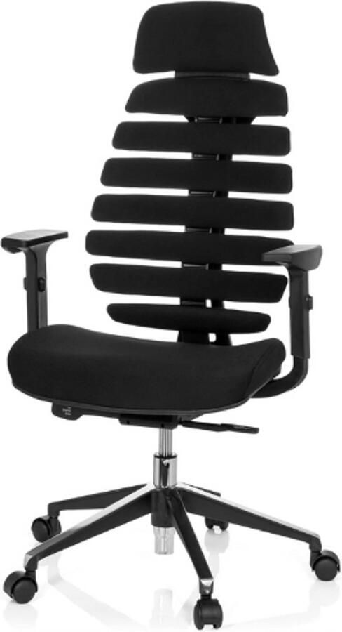 PEAM 714540 Ergonomische Bureaustoel Ergo Line II Pro met Hoofdsteun en Lendensteun Stoffen Bekleding Zwart