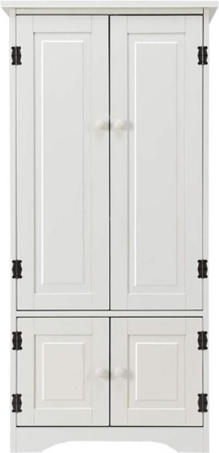 PEAM Accent Opbergkast Staande Kast Met 2 Verstelbare Planken Keukenkast Dressoir Vloerkast Voor Woonkamer Keuken Studeerkamer 59 x 32 x 123 cm Wit