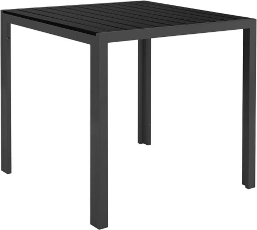 PEAM Aluminium Tuintafel 75x75 Cm Vierkante Weerbestendige Balkontafel Roestvrij Outdoor Eettafel Voor Tuin Terras Balkon Zwart