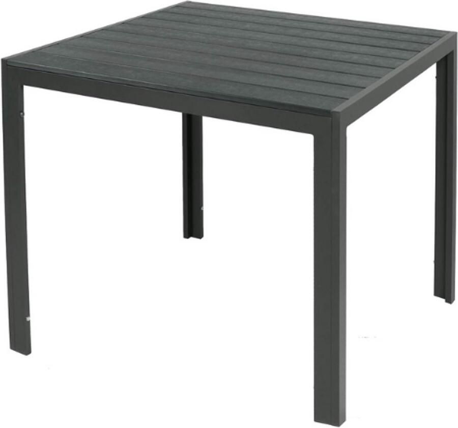 PEAM Aluminium Tuintafel Antraciet Eettafel Tuinmeubelen Tafel WPC Imitatie Hout Weerbestendig 90X90X74 Cm