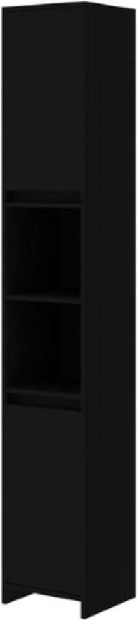 PEAM Badkamerkast 30x30x183 5 cm Bewerkte Houten Kast Zwarte Badkamerkast Opbergkast Voor Badkamer Kast Voor Badkameropslag