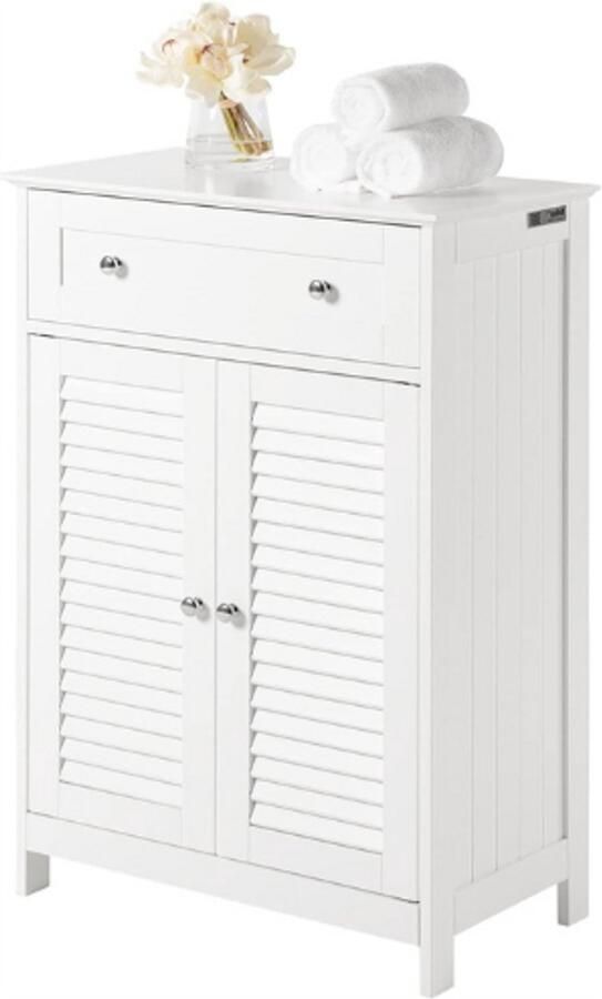 PEAM Badkamerkast FRG238-W Wit Dressoir En Kolomkast Staand Badkamermeubel Van MDF Strakke Opbergkast Voor Badkamer Of Toilet