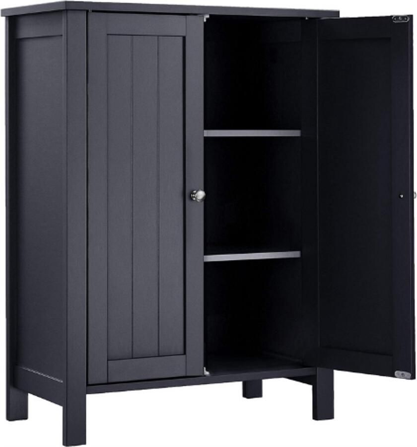 PEAM Badkamermeubel Op Poten Opbergkast Met 2 Verstelbare Planken 30x60x80 Cm Kast Voor Badkamer-Hal-Keuken Grijs