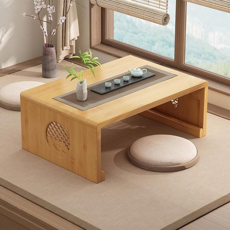 PEAM Bamboe Chinese Thee Vloertafel Japanse Opvouwbare Salontafel Altaartafel For Meditatie Lage Draagbare Opvouwbare Tatami Tafel For Woonkamer Eetkamer Woondecoratie Hout M
