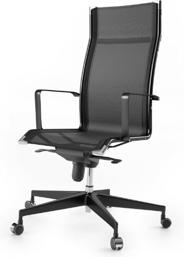 PEAM BB70 Ergonomische Bureaustoel Comfortabele Fauteuil Ademende Mesh Bureaustoel Relaxfauteuil Draaibaar Onderstel Met Zwenkwielen Instelbare Hoogte (Zwart Zwart)